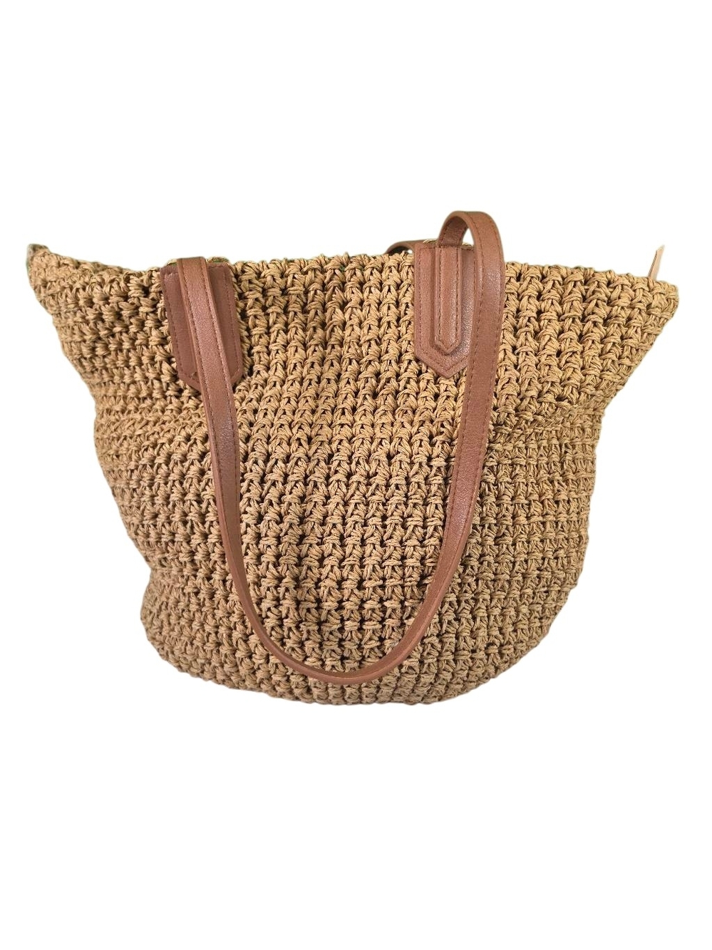 a.n.a Tan Woven Crochet Tote Bag